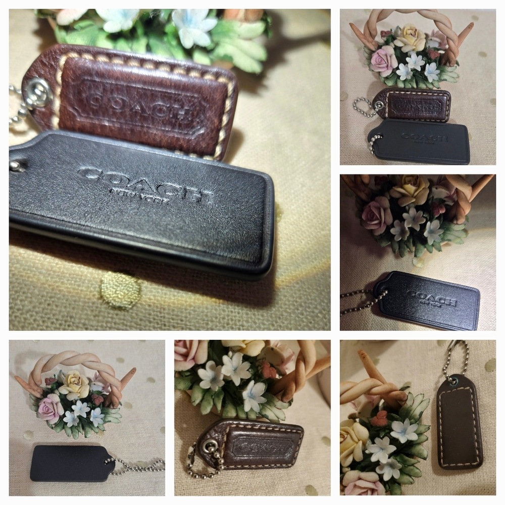Coach Lot Of 2 Sale  Brown and Black Keychain  Hand Bag Hag Tag Set